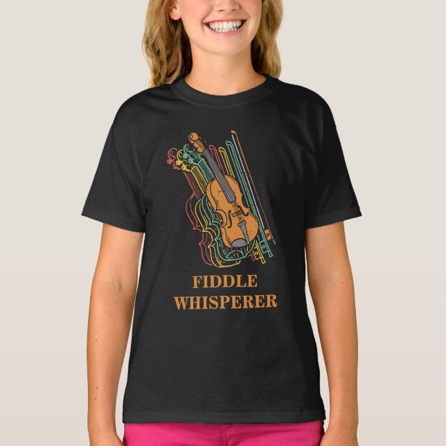 Custom Vintage Violin Fiddle Whisperer Pun T-Shirt (Front)