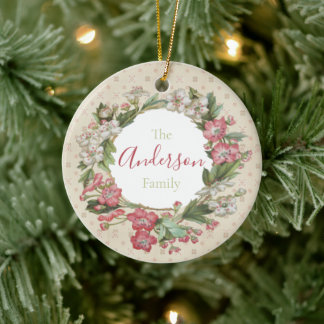 Custom Vintage Wallpaper Floral Ceramic Ornament