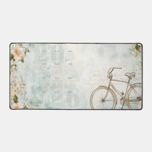 Custom Vintage Whimsical Bicycle Calendar 2026 Desk Mat