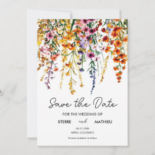 Custom Vintage Wildflowers Save The Date