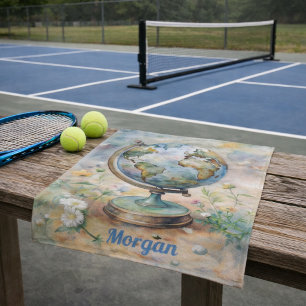 Custom Vintage World Travel Art Sports Hand Towel