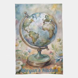 Custom Vintage World Travel Art Tea Towel