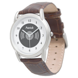 Custom vinyl phonograph record design men's watch 