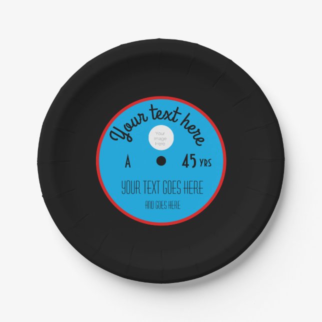Custom Vinyl Record Paper Plates – Personalised  (Front)
