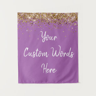 Custom Violet and Gold Birthday Party Photo Booth Tapestry