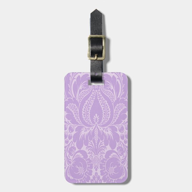 Custom Violet Fantasy Floral Luggage Tag (Front Vertical)