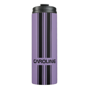 Custom Violet Purple Black Auto Race Sport Stripe Thermal Tumbler