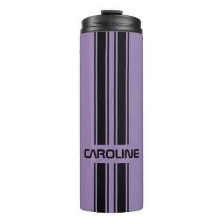 Custom Violet Purple Black Auto Race Sport Stripe Thermal Tumbler