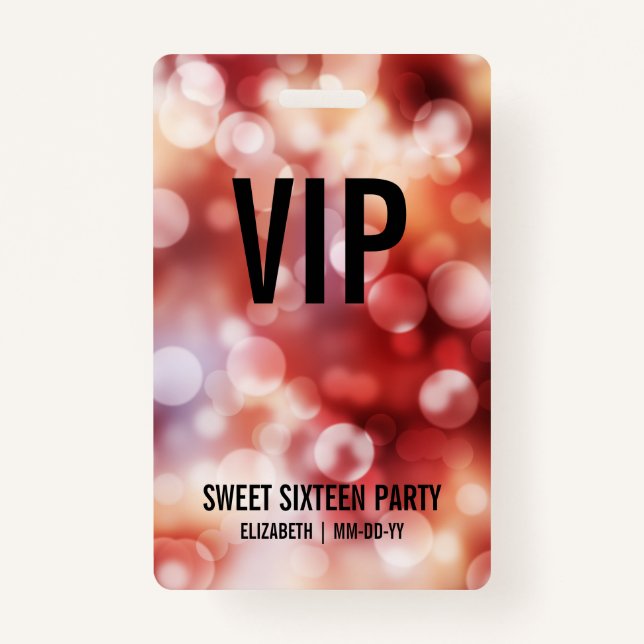 Custom VIP All Access Badge Sweet Sixteen ID Badge (Front)