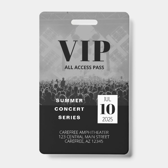 Custom VIP All Access Concert Badge ID Badge (Front)