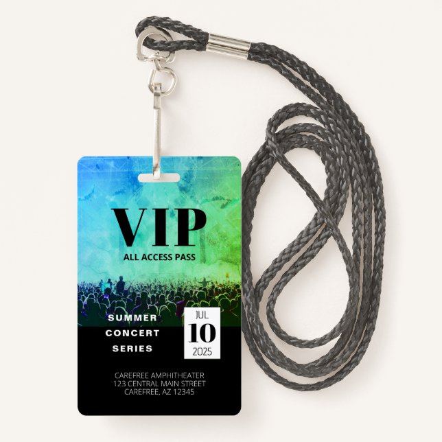 Custom VIP All Access Concert Badge ID Badge (Front with Lanyard)