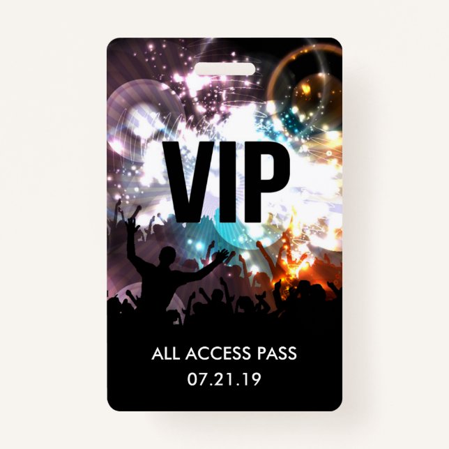 Custom VIP All Access Concert Badge Invitation ID Badge (Front)