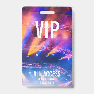 Custom VIP All-Access Concert Event Pass Colourful ID Badge