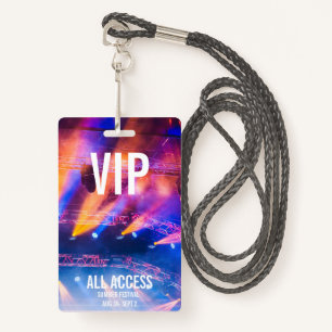 Custom VIP All-Access Concert Event Pass Colourful ID Badge
