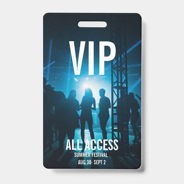 Custom VIP All-Access Concert Event Pass Female ID Badge (Front)