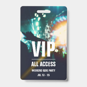 Custom VIP All Access Concert Pass Badge ID Badge