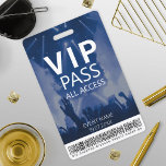 Custom VIP All Access Event Barcode Logo Blue ID Badge<br><div class="desc">Custom VIP All Access Event Barcode Logo Blue Badge</div>