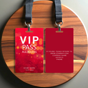 Custom VIP All Access Event Bokeh Orbs Red ID Badge