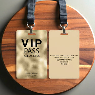 Custom VIP All Access Event Gold Foil Badge ID Badge