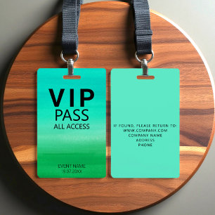 Custom VIP All Access Event Green Badge ID Badge