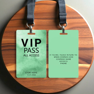Custom VIP All Access Event Green Badge ID Badge