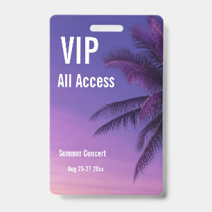 Custom VIP All Access Festival Pass Concert Badge ID Badge