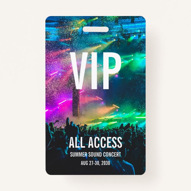 Custom VIP All Access Pass Concert Badge ID Badge (Back)