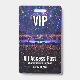 Custom VIP All Access Pass Concert Badge ID Badge