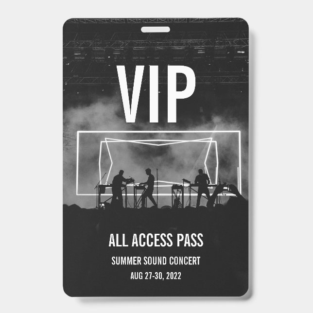 Custom VIP All Access Pass Concert Badge ID Badge (Front)