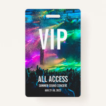 Custom VIP All Access Pass Concert Badge ID Badge