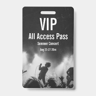 Custom VIP All Access Pass Concert Badge ID Badge
