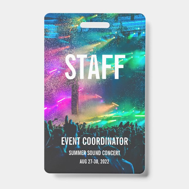 Custom VIP All Access Pass Concert Badge- Staff ID Badge (Front)