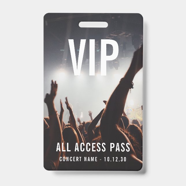 Custom VIP All Access Pass Concert Event ID Badge (Front)