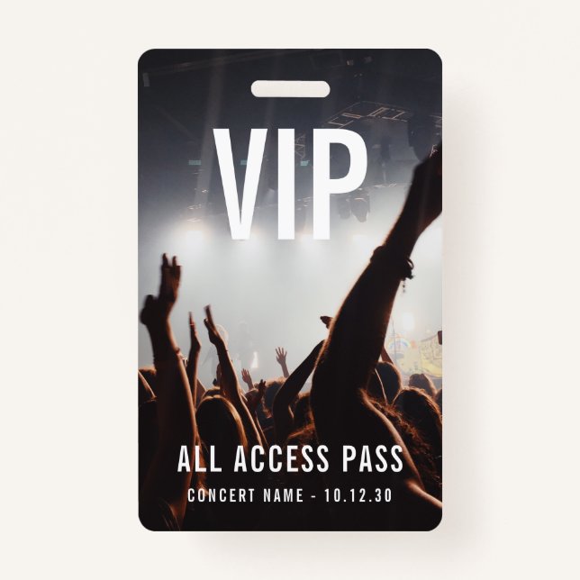 Custom VIP All Access Pass Concert Event ID Badge (Front)