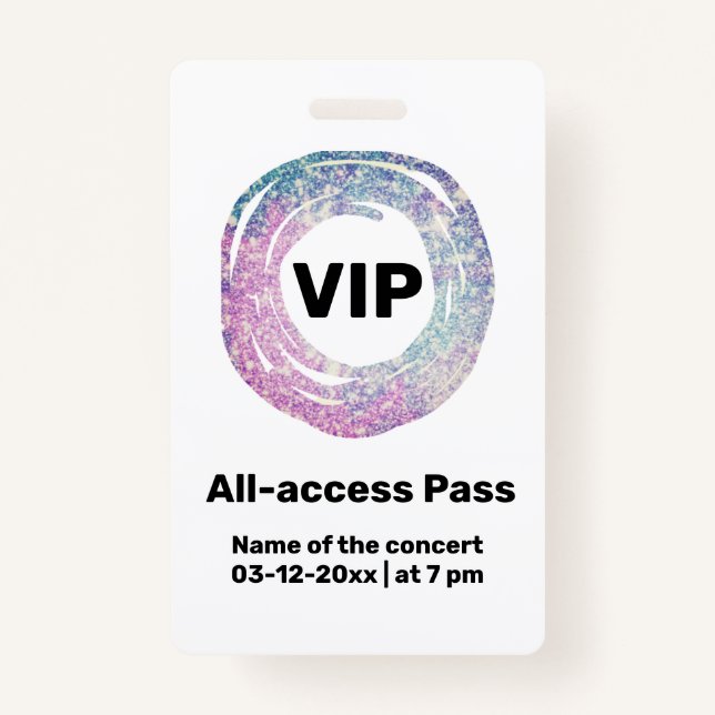 custom vip all access pass concert pass ID badge (Front)