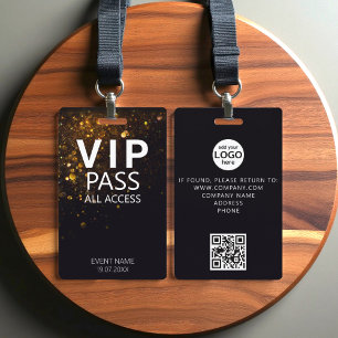 Custom VIP All Access QR Code Bokeh Glitter ID Badge