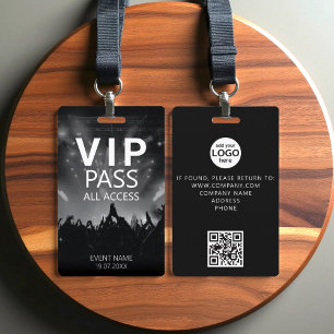 Custom VIP All Access QR Code Event Black Badge ID Badge