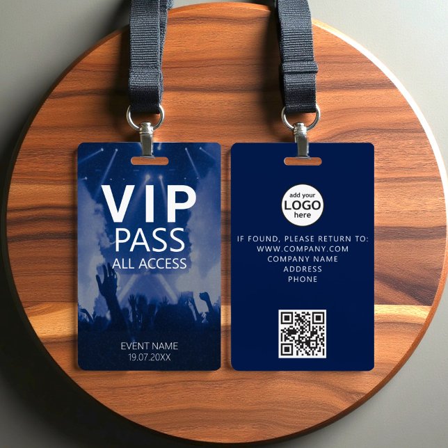 Custom VIP All Access QR Code Event Blue  ID Badge (Creator Uploaded)