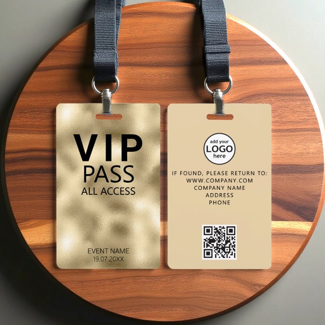 Custom VIP All Access QR Code Event Gold Foil ID Badge (Creator Uploaded)