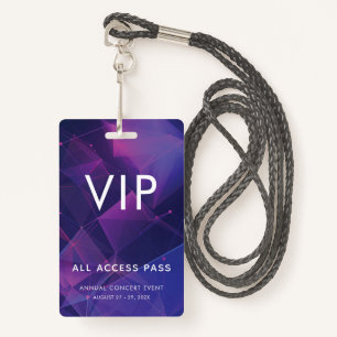 Custom VIP Bar Code Event Purple Geometric ID Badge