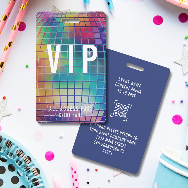 Custom VIP Concert All Access Pass QR Code Disco ID Badge (Creator Uploaded)