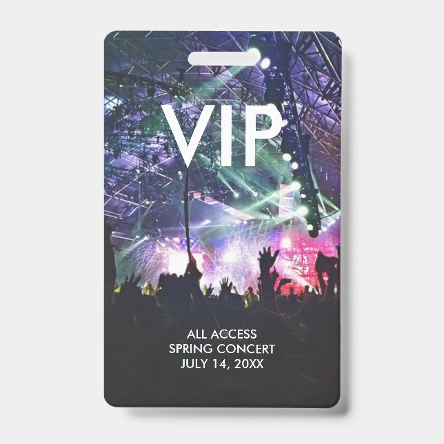 Custom VIP Concert Passes ID Badge (Front)