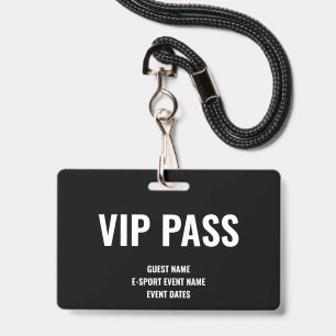 Custom VIP Guest Minimalist E-Sport Event Black ID Badge