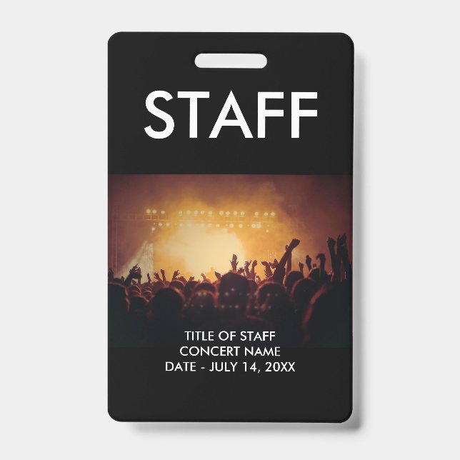 Custom VIP Passes Staff ID Badge (Front)