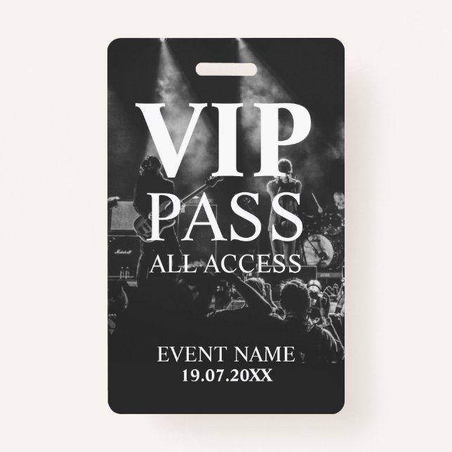 Custom VIP QR Code Event Black and White Badge ID Badge (Front)