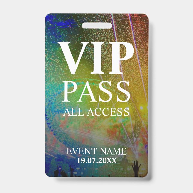 Custom VIP QR Code Event Confetti Badge ID Badge (Front)