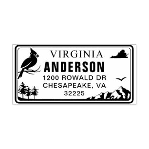 Custom Virginia License Plate Return Address Stamp