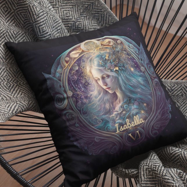 Custom Virgo Zodiac Horoscope Fantasy Sun Sign Cushion (Creator Uploaded)