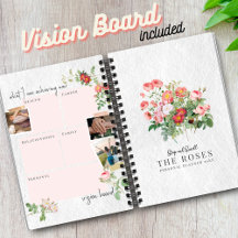 Custom Vision Board Modern Script Floral Rose