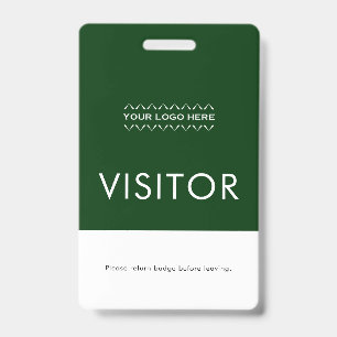 Custom Visitor Badge with Logo Green ID Badge